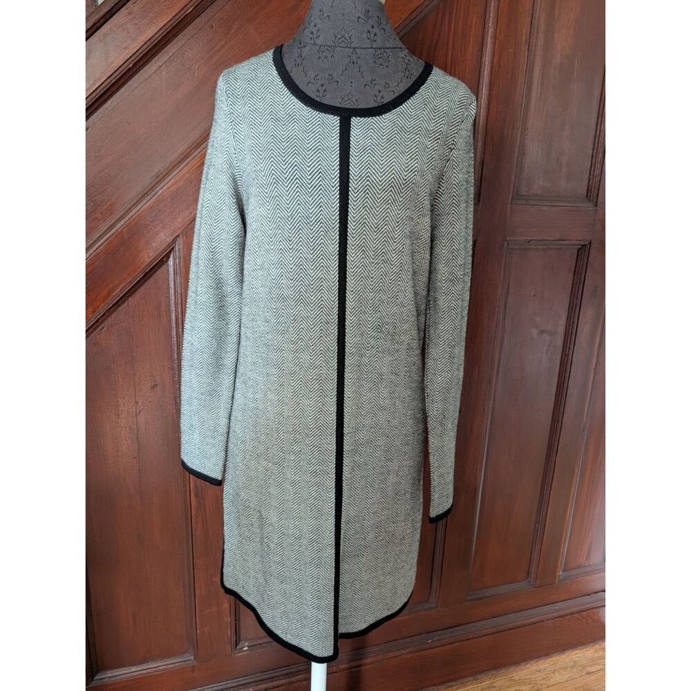 Cynthia Rowley Womens Herringbone Long Sleeve Wool Tunic Dress Black & Gray M
